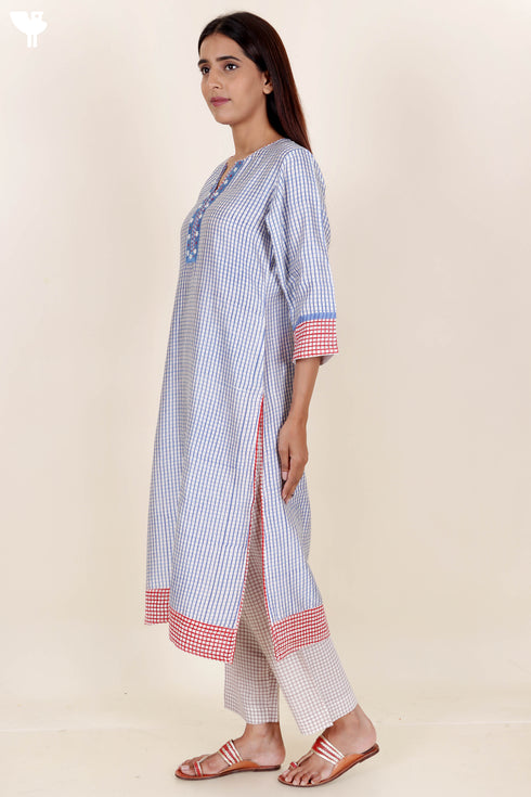 Chanderi Silk Kurta Pant And Dupatta Set In Block Print